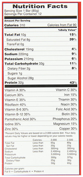 MET-Rx Big 100 Colossal Ingredients