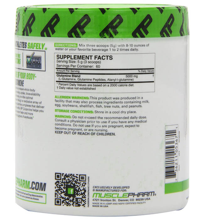MusclePharm Glutamine Ingredients