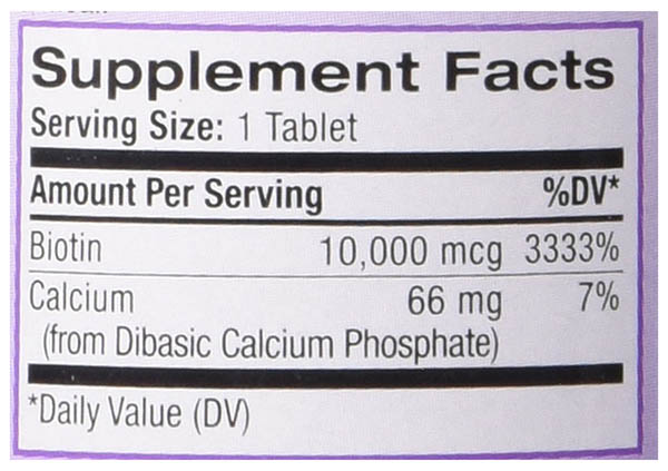 Natrol Biotin Ingredients