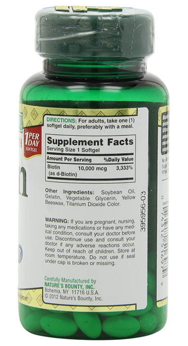 Nature's Bounty Biotin Ingredients