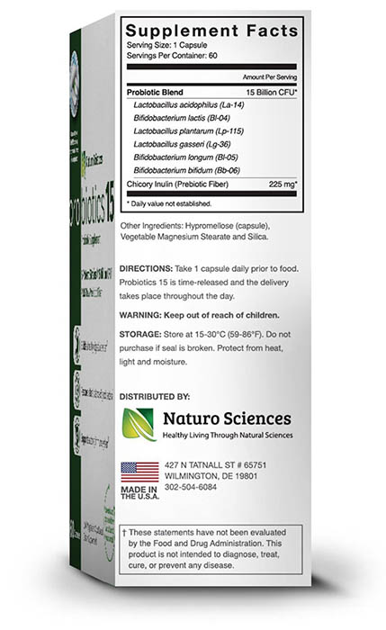 Naturo Sciences Probiotics 15 Ingredients