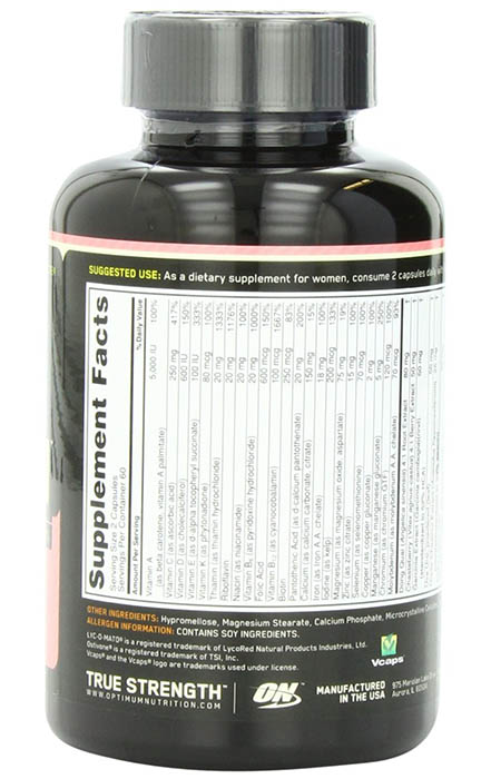 Optimum Nutrition Opti-Women Ingredients