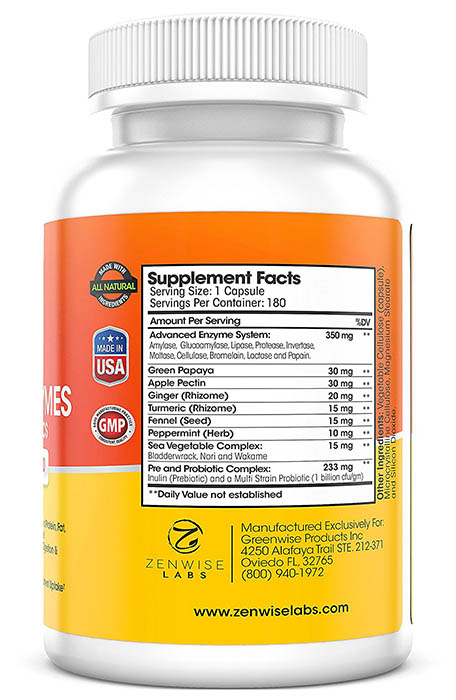 Zenwise Labs Advanced Digestive Enzymes Ingredients