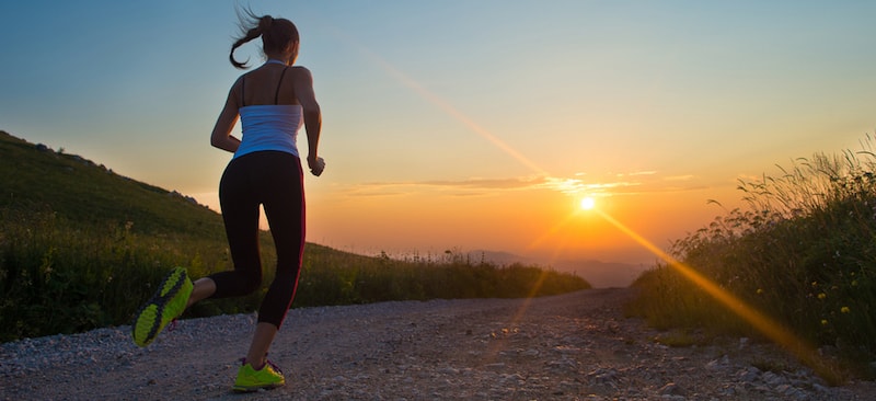 Uphill Running at Sunset