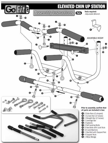 GoFit Elevated Chin Up Station Assembly Instructions