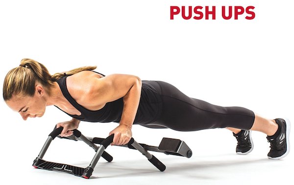 Exercises that can be perfromed with the Perfect Fitness Multi-Gym Pull Up Bar include push ups