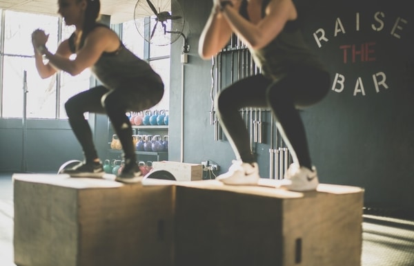 Ladies on plyo boxes