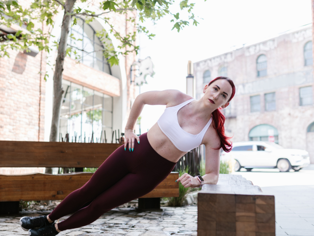 a side plank performed by a woman