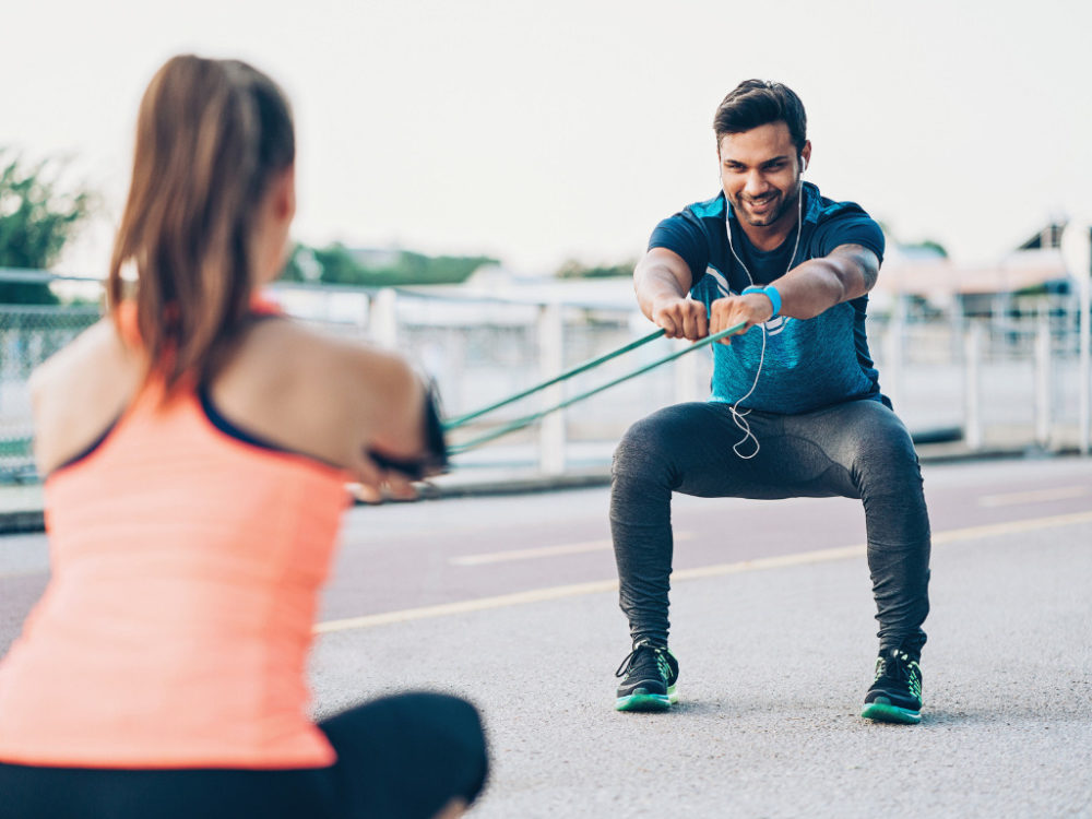 two people working out