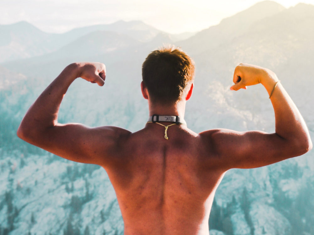 man showing muscles