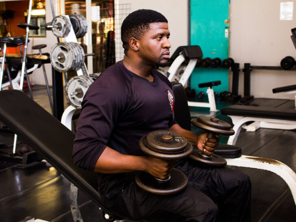 man working out in the gym