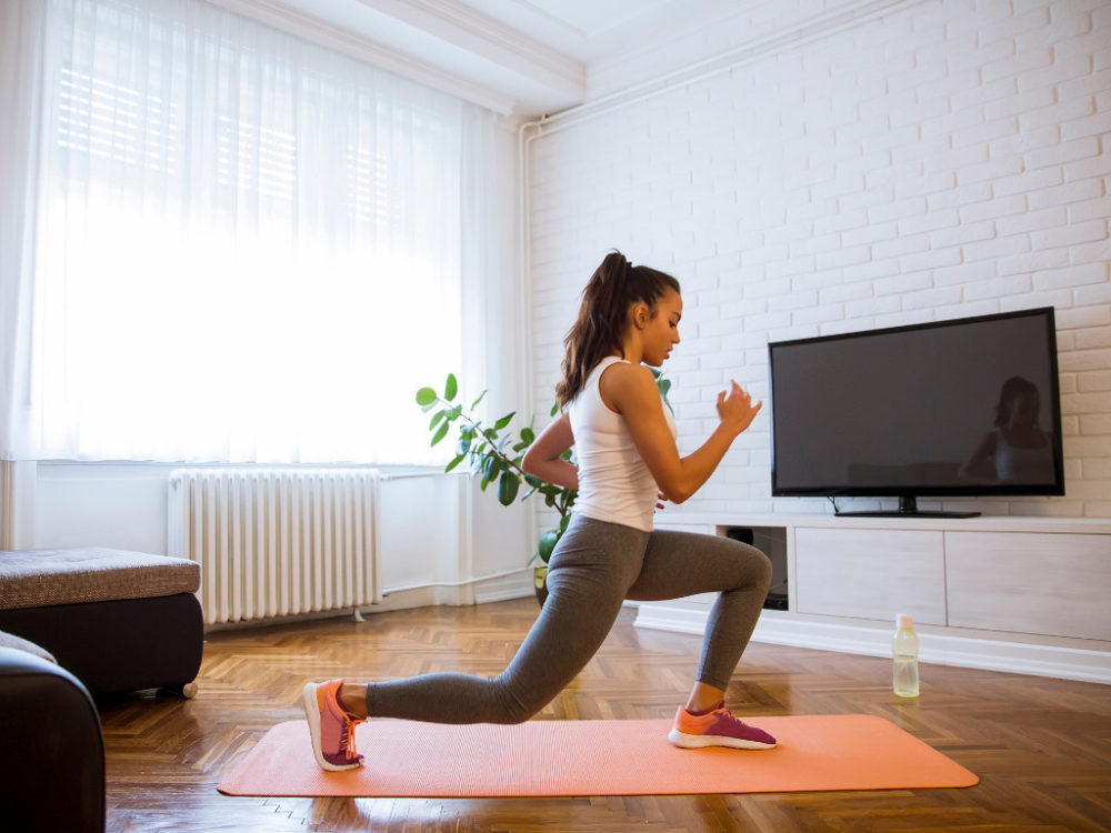 woman working out at home