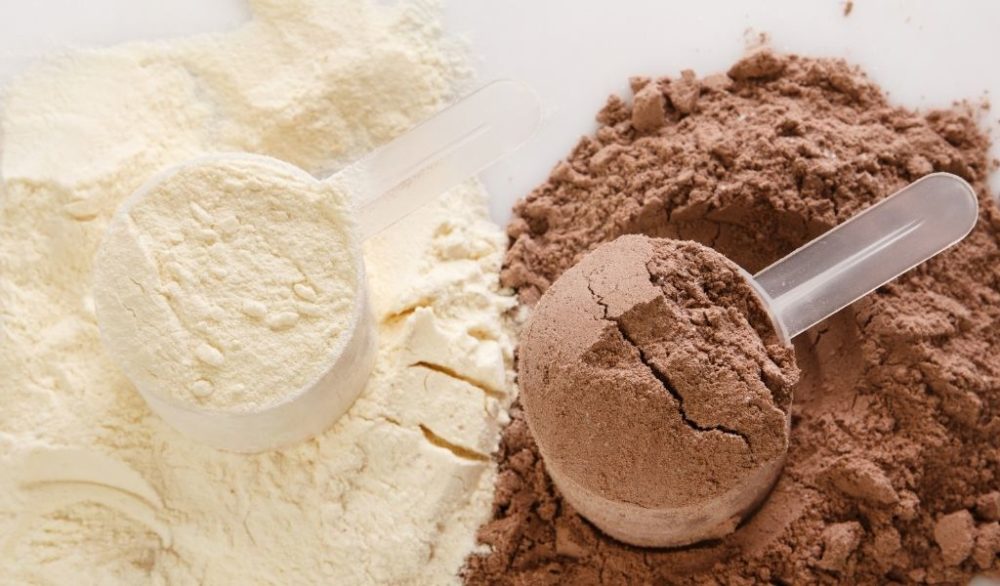 protein powder in scoops as part of calisthenics diet
