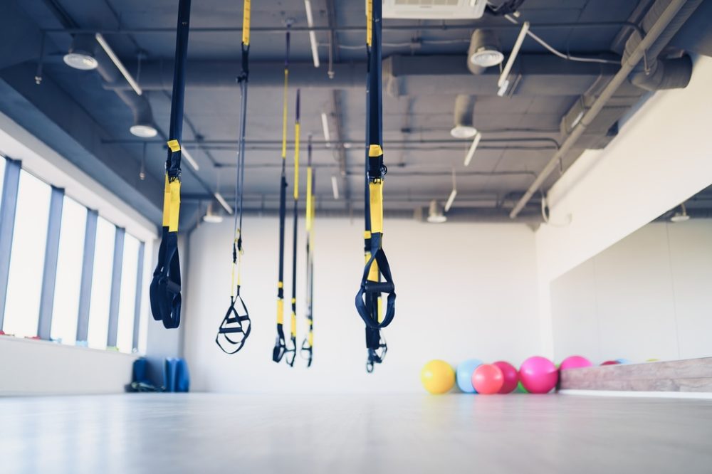 Suspension trainers in a gym