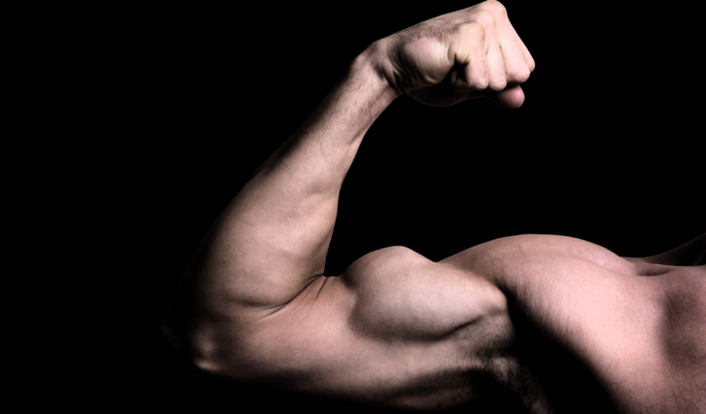 Man flexing arm