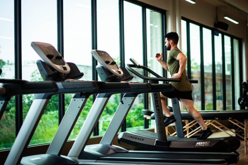 Man on treadmill in gym