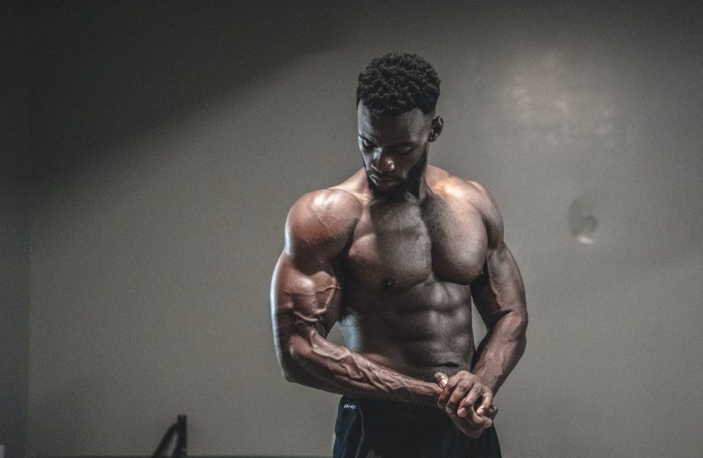 Person flexing his arms