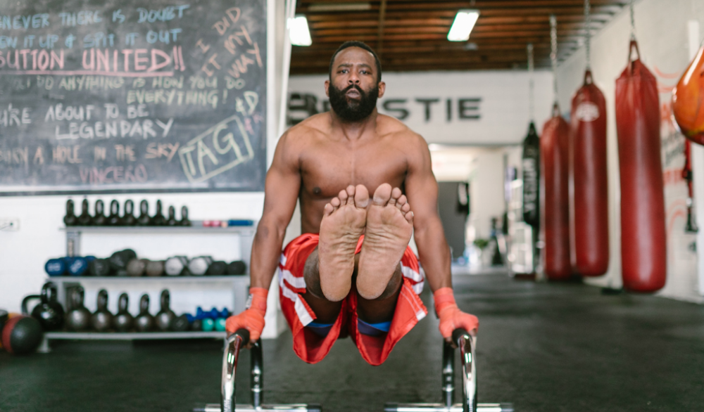 Man performing shoulder exercise