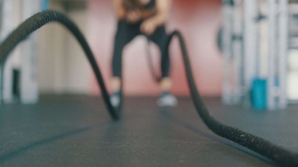 BLurred image of battle ropes
