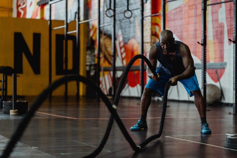 Intense workout in gym
