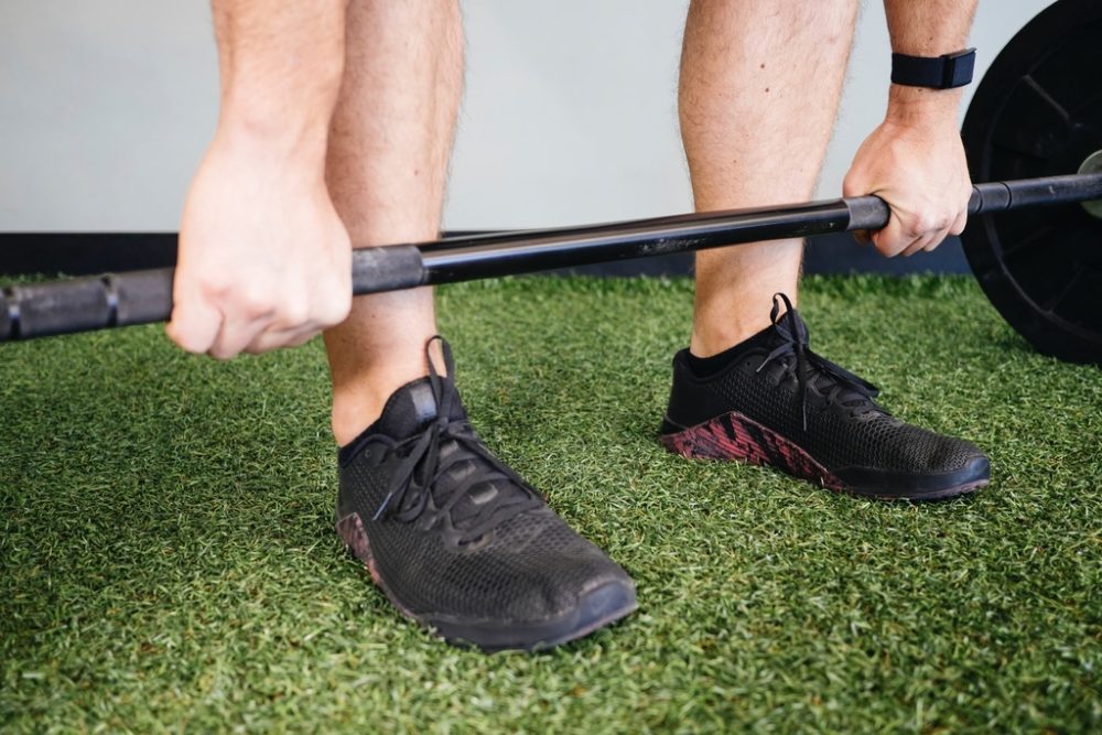 Person ready to deadlift