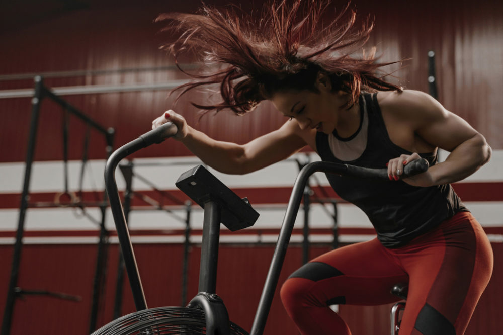 WOman doing intense workout