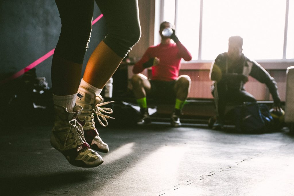 Close up of feet skipping