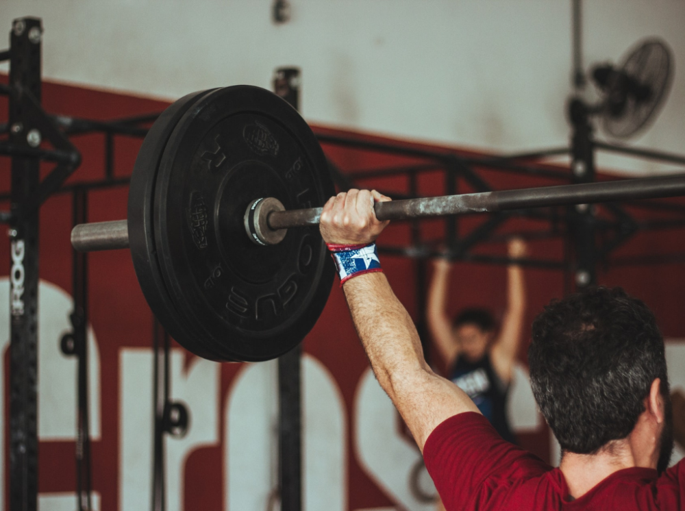 Close up of overhead press