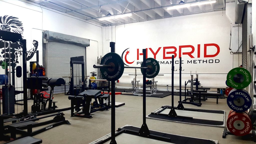 Squat rack in center of gym