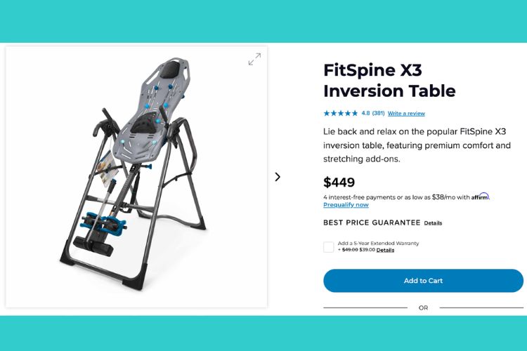 Teeter FitSpine X3 Inversion Table